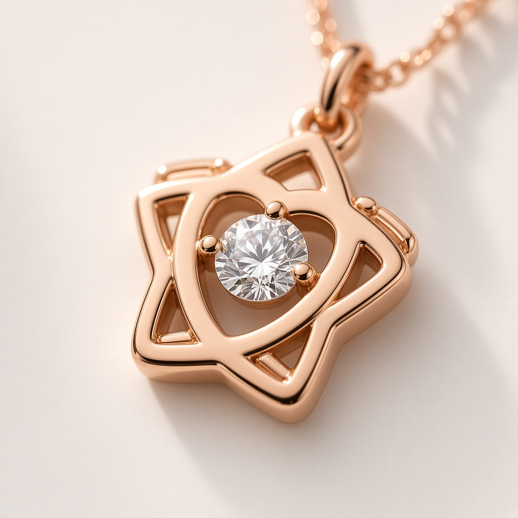 Tara star pendant close-up of the floating cubic zirconia